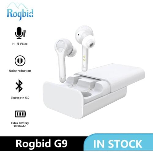 True Wireless Earbuds Bluetooth 5.0 Wireless Earphones Active Noise Canceling with 3000mAh Power Bank Touch Headphone Rogbid G9