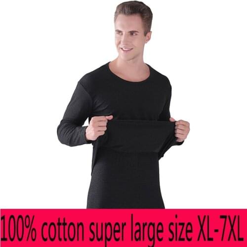 New Men Dark Stripe Thermal Set Underwear Spring Winter Loose Cotton Round Neck Autumn Pants Plus Size XL2XL3XL4XL5XL6XL7XL