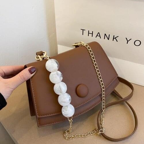 Solid Color Flap Bag PU Leather Shoulder Bags Women 2020 Fashion Spherical Chain Belt Female Crossbody Bag High Quality Handbags