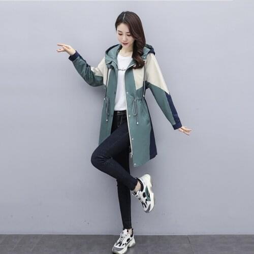 Thench Coat Womens Mid-length Spring Clothing 2020 Womens Temperament Thench Coat Loose Popular Large Size Windbreaker Z579