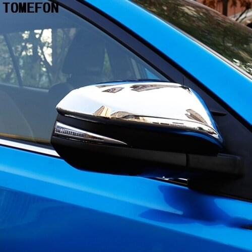 TOMEFON For Toyota 4Runner 2014 2015 2016 2017 Car Side Rear View Rearview Back Mirror Cover Trim Glossy Silver 2PCS Car-Styling
