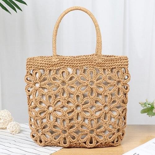 Casual Hollow Straw Women Handbag Bohemian Wicker Woven Shoulder Bag Summer Beach Rattan Bag Large Capacity Tote Bali Purse 2021