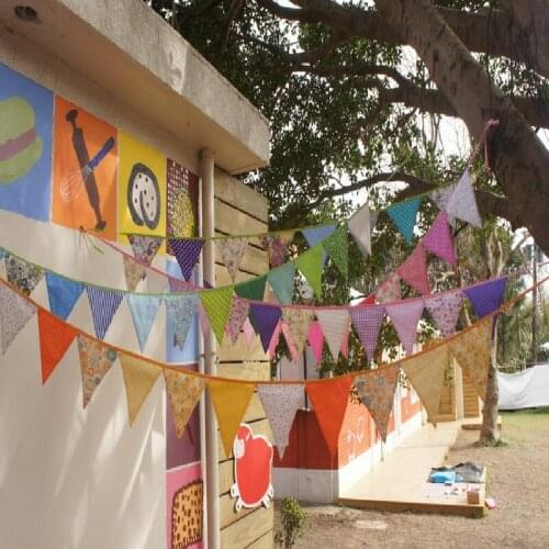 Lace Fabric Banner Pennant Wedding Hanging Flag Bunting Decor Vintage Party Birthday Baby Shower Wedding Garland Home Decoration