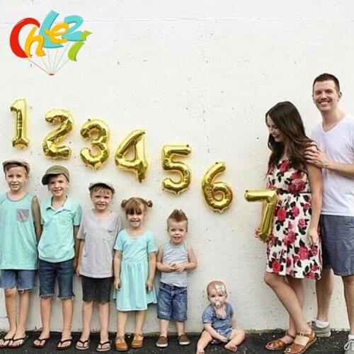 50pcs/lot Gold Silver Number Balloons Birthday Wedding Party 16inch Rosegold digital 0-9 Air Globos Decor Supplies Kids Gifts
