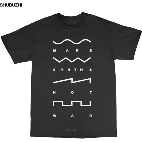 Make Synths Not War T-Shirt Premium Cotton Synthesiser Analogue Retro Roland sbz8301