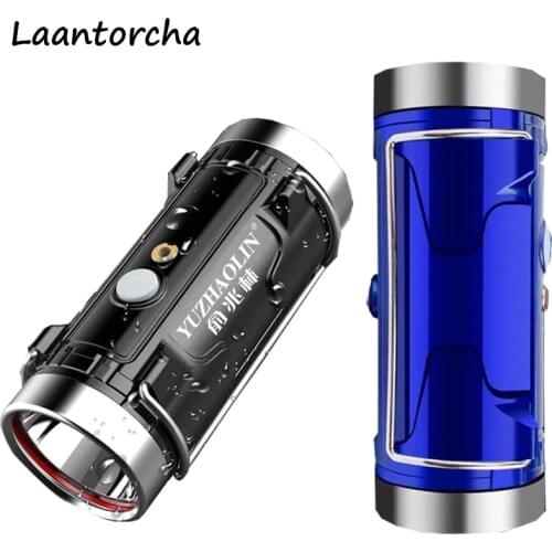 Led flashlight Portable Two-color Light Source Powerful flashlight Rechargeable Waterproof Ultra Bright torch Camping Flashlight