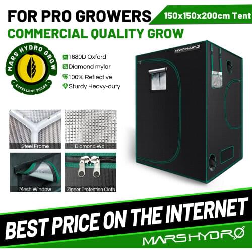 Mars Hydro150X150X200cm Grow Tent 1680D Water-proof Non-toxic Reflective Material for Indoor Growing System Plant Room Garden
