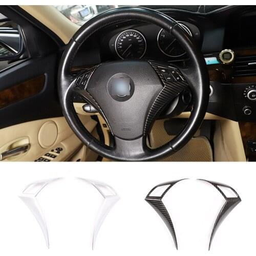 ABS Car Styling Steering Wheel Decoration Cover Trim Frame Sticker Fit For BMW 5 Series E60 E61 2003-2010 Auto Accessories
