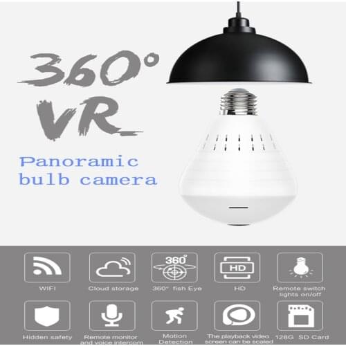 Wifi Panorama Camera Security Lamp Panoramic Bulb CCTV Video Wireless IP Camera Surveillance Fisheye HD Night Vision Camera