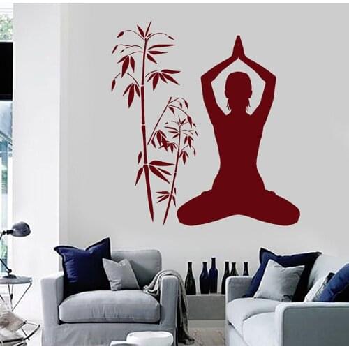 Yoga Studio Wall Decals Meditation Woman Wall Sticker Buddhism Art Stickers Reomvable Home Decoration Bedroom Window Decor H092