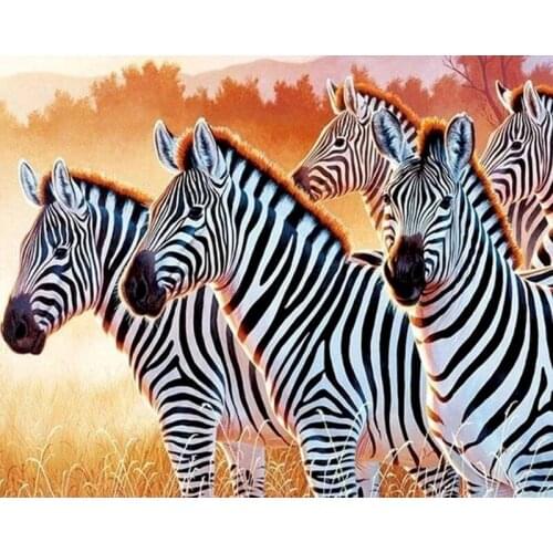 Zebra 5D DIY Diamond Painting Kits Cross Stitch Kit Mosaic Diamond Animals Embroidery Landscape Full Round Drill Home Decor Art