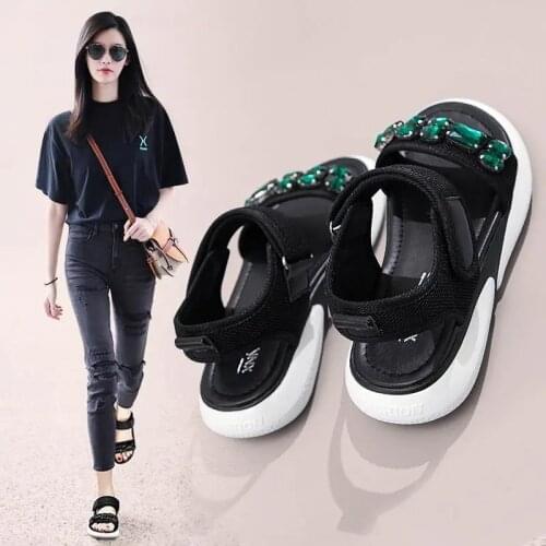 Sa Demeng Flat Sandals Women Shoes Gladiator Open Toe Buckle Soft Jelly Sandals Female Casual Womens Flat Platform Beach Shoes