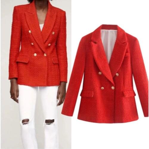 ZA Fashion Spring Summer Women Jacket Za New Korean Coat Suit And loose Suit Jacket Work Office Double Breasted Casual