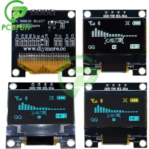 0.96 inch IIC Serial OLED White/Blue Display Module 128X64 I2C SSD1306 12864 LCD Screen Board GND VDD SCK SDA for Arduino