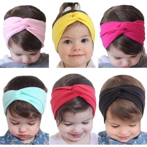 10pcs/Lot Baby girls Tie Knot Headband Cotton Children Girls elastic hair bands Turban bows for girl Headbands Hair Accessories