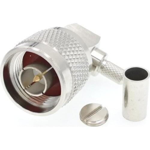 10pcs N Type Right Angle Crimp Plug Connector RA Elbow Male 90 degree For RG58 RG223 LMR195