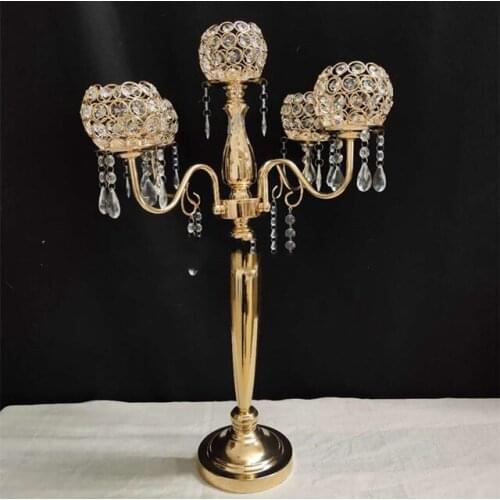 12pcs)Manufacturers selling wholesale wedding props road 5 head candlestick European furnishing articles hotel home decoration