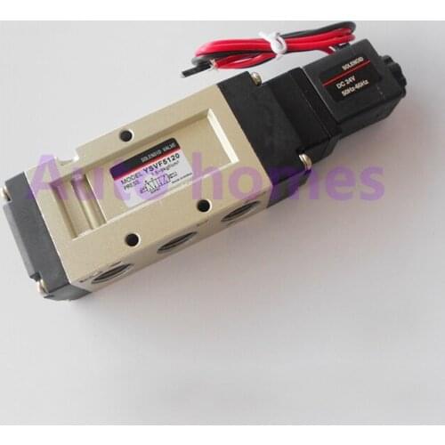 2 Position 5 way Pneumatic Air Solenoid Valve YSVF5120 VF5120 1/8" Inlet Outlet Exhaust Two solenoid valve 24V DC