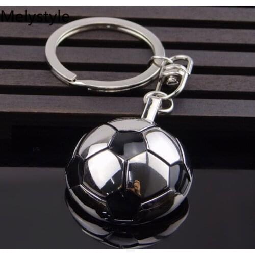 2020 Soccer-Football-Ball Keychain Stainless Steel Metal hemispherical Key Chain Ring Gift Fashion Sport Jewelry For Girl Boys