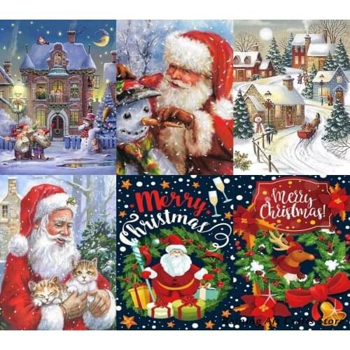 5D Diy Diamond Painting Santa Elk Embroidery Full Round Square Drill Cross Stitch Kits Mosaic Pictures Home Christmas Decoration