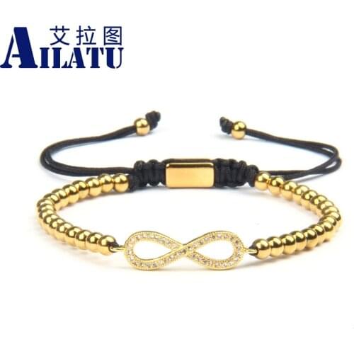 Ailatu New Together Forever Love Infinity Bracelet Stainless Steel Jewelry Women Mens Wish Gift