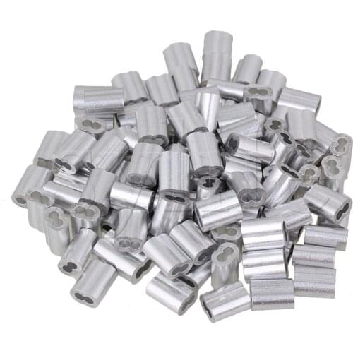 Aluninum Double Holes Crimping Loop Sleeve for Wire Rope M2.5 Pack of 100