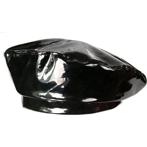 Bright Faux Leather Felt Beret Harajuku Girls Women Silver Red Beret Flat Cap Hip Hop Hat 2018 Spring Summer Autumn