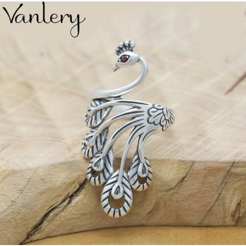 Bohemian Charm Boho Peacock Rings For Women Lover Wedding Bridal Valentines Gifts Men Open Retro Antique Rings