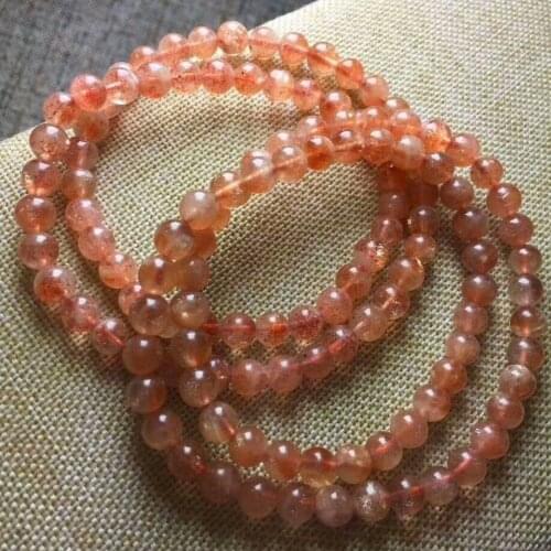 Natural Gold Strawberry Quartz Crystal Beads Bracelet AAA 5.5-5mm 2rows