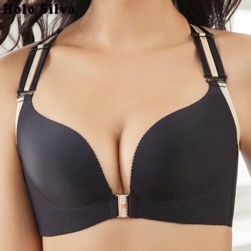 Fox-Shape Front Closure Bra Big Size Adjustable Push Up Bra Sexy Seamless Plus Size Bra for Women Large Size C D E Cup Brassiere