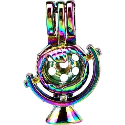 C913 5pcs/lot Rainbow Color Tellurion Beads Pearl Cage Locket Pendant Pearl Locket Fairytale Party