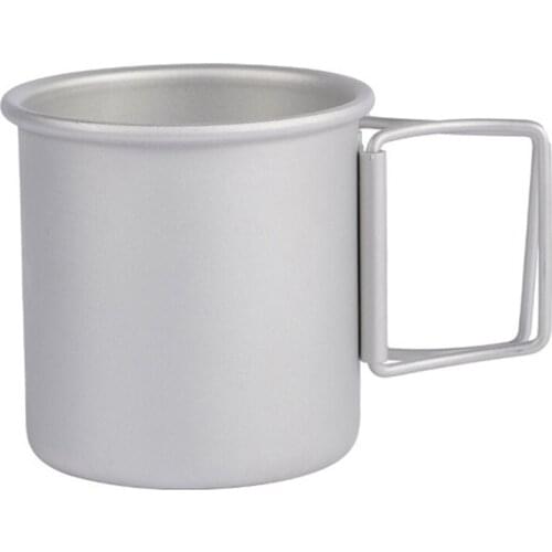 Camping Cup Ultralight Aluminum Alloy Cup Cookware Water Coffee Mug Tableware Cooking with Foldable Handle for Picnic