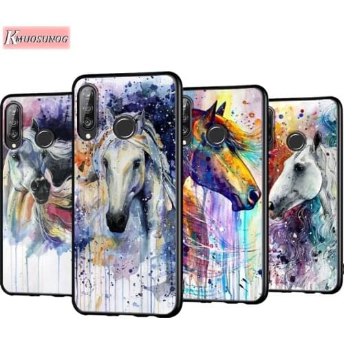 Oil Painting Cute Horse Anti-Fall Phone Case for Huawei P30 P20 P40 Lite E Pro P Smart Z Plus 2019 P10 P9 Lite Back Cover