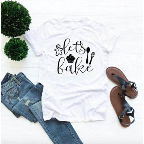 Lets Bake t-shirt cup cake Spoon cute graphic young style women fashion harajuku cotton casual shirt grunge tumblr tee top K861