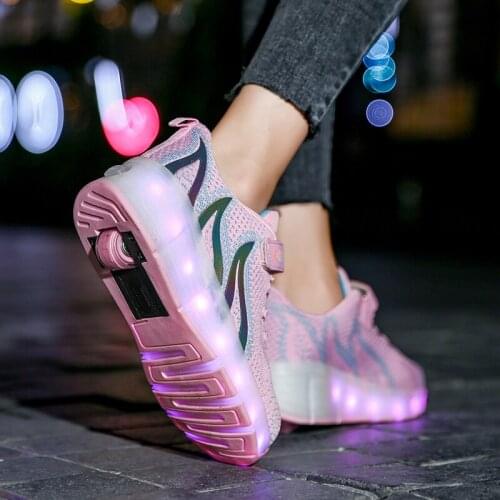 USB Charging Children Boy Girl Roller Skate Sneakers Shoes with One wheel for Kids Boys Girls LED Light Up Wheel Sneaker Shoe