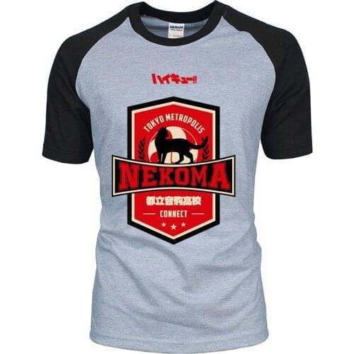 Haikyuu T Shirts Nekoma Anime High School T-Shirts Summer Men Oversized T Shirt Volleyball Club Short Sleeve Tee Round Neck Top