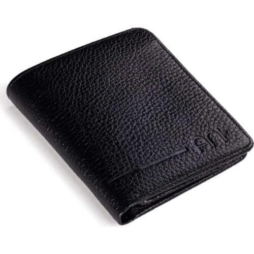 Genuine Leather Customisable Trifold Classic Mens Wallet Functional Wallet Card Holder for Men with Transparent ID Slot