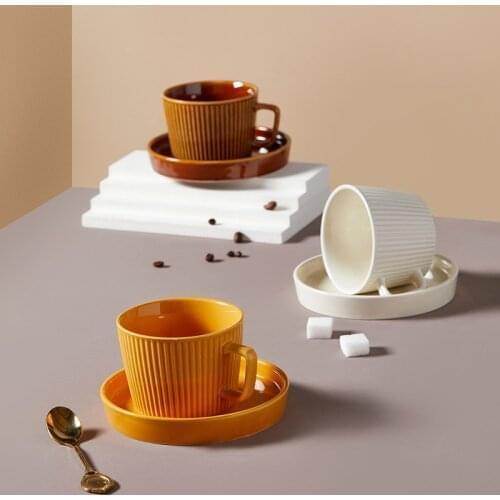Retro European Style Coffee Cup Ins Ceramic Water Cup And Saucer Set Office Coffee Friend Gift High-End Kitchen Supplies Unique