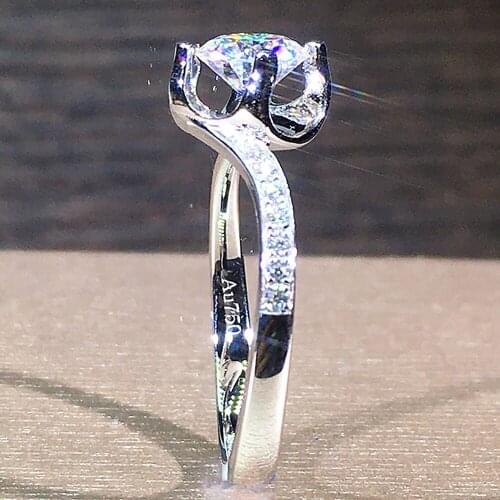 10K Au417 White Gold Women Wedding Party Engagement Ring 1 2 3 4 5 Carat Round Moissanite Diamond Ring Heart Trendy Classic Gift