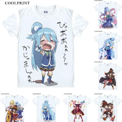 Kono Subarashii Sekai ni Shukufuku wo Konosuba T Shirt Aqua Megumin Tee Anime Custom Cosplay T-Shirt Print Short Sleeve TShirt