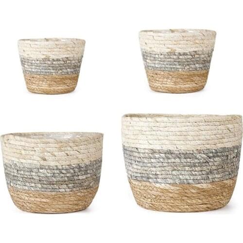 Nordic Handmade Seagrass Storage Basket Indoor Outdoor Flower Pot Plant Container Home Living Room Bedroom Decoration