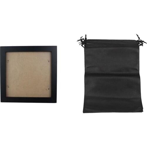 Square Thick Pine Wood Photo Frame Wall Picture Frame with 8 Pcs Shoes Bag, Cover Shoes Black
