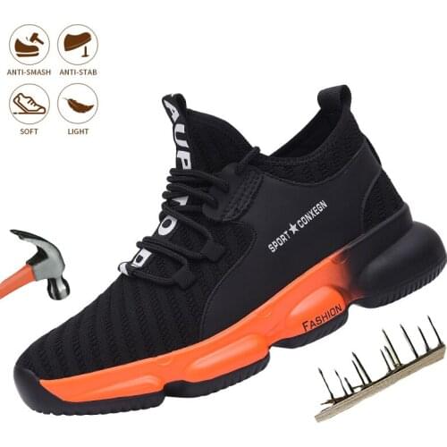 Mens Work Safety Shoes Anti-puncture Steel Toe Male Labort Boots Lightweight Breathable Sneakers Comfortable Protection Shoes