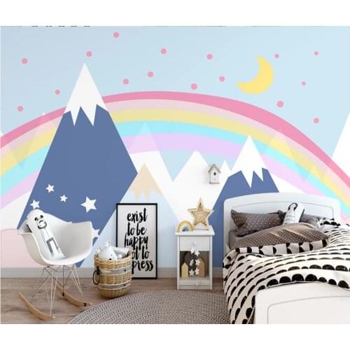 Bacal Nordic modern rainbow white cloud background wall papier peint papel de parede wallpaper 3d wallpaper mural stickers