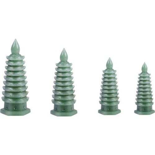 Natural Aventurine Wenchang Tower Quartz Crystal Tower Figurine Buddhism Temple Tower Energy Healing Crystal Home Decoration