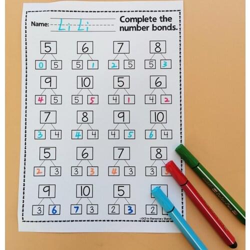 Within 10 Addition Decomposition Reinforcement Exercise Learning English Workbook Educational Exercise Training Book for Kids