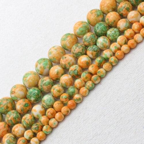 Wholesale 3-14mm Orange&Green Snow Jaspers Round Loose Beads 15" bjr15,For Jewelry making, can mixed wholesale
