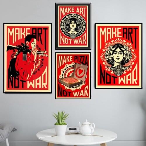 Poster And Prints Make Art Not War Pop Bar Art Retro Vintage Wall Art Painting Canvas Wall Pictures For Living Room Home Decor