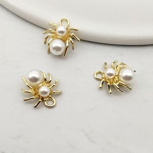 LISM 10Pcs/Pack Alloy Spider Golden Color Pendant Charms For DIY Craft Making Earrings Necklace Jewelry Accessories 14x15mm