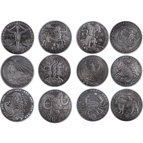 Holiday Souvenir Gifts Twelve Constellations Bronze Coin Christmas Gifts Crafts Home Decoration Accessories Collectables Coin